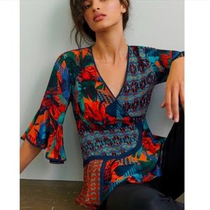 Anthropologie NWT Bhanuni by Jyoti Calestine Embroidered Blouse S